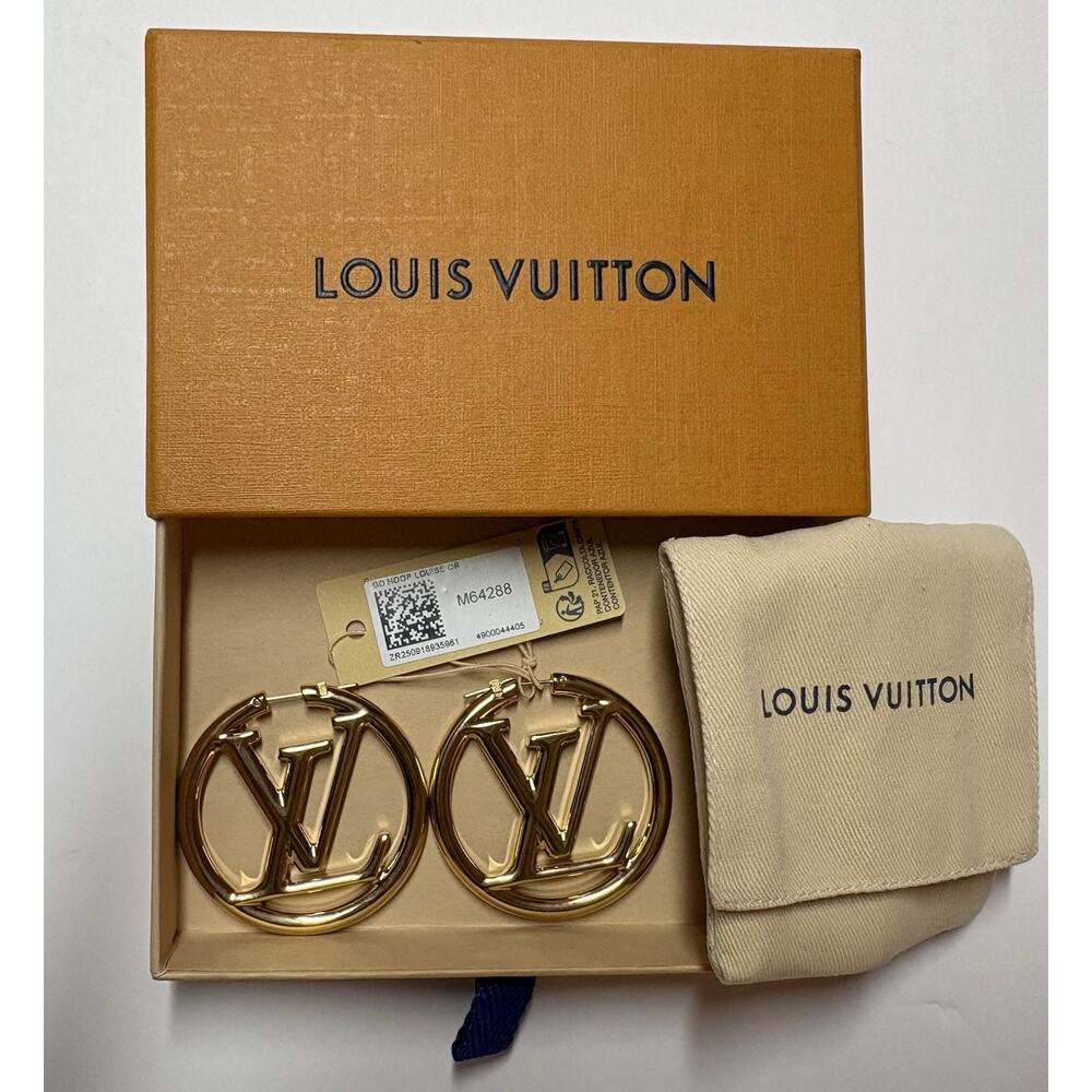 Authentic Louis Vuitton Louise Hoop GM Earrings